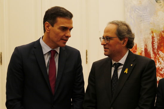 Spanish president Pedro Sánchez (left) and Catalan president Quim Torra (by ACN)